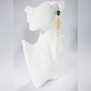 Elegant Gold Lizard Earrings with Green Details